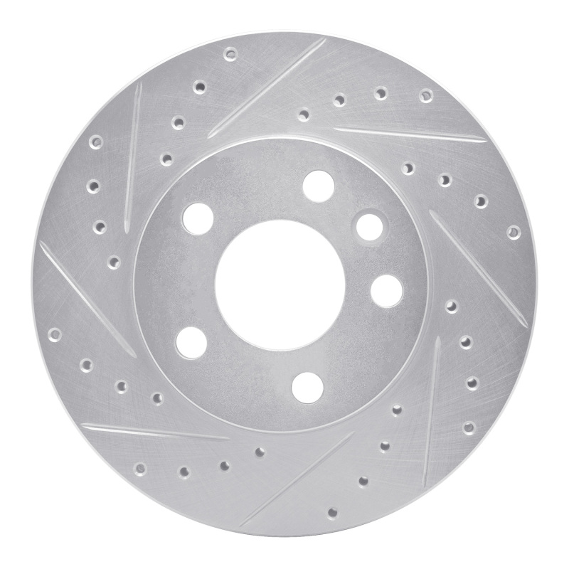 Volkswagen EuroVan Brake Rotor (1) - Front Left - R1 Concepts - Drilled & Slotted - Silver - `96-`00